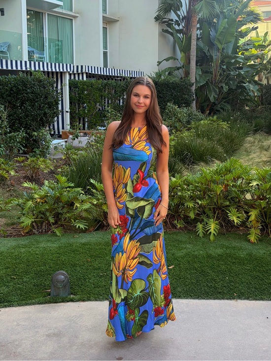 FARM Rio Dresses & Skirts - FARM Rio Blue Tropical Floral Maxi Dress with Yellow & Red Accents